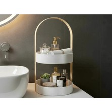 Mays 3D Studio 2 Katlı Banyo Organizer Raf – Masaüstü Kozmetik Düzenleyici Parfüm ve Makyaj Organizer