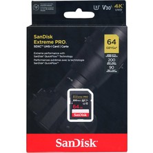 Sandisk Extreme Pro 64GB 200/90MB/S Sdxc V30 Uhs-I U3 4K Sd Hafıza Kartı SDSDXXU-064G-GN4IN - 619659188719