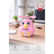 Torima Şarjlı El Vantilatörü Sevimli Kuş Figürlü Mini Taşınabilir Fan F31 Pembe