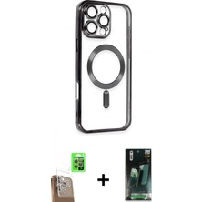 Marsilyan™- iPhone 16 Pro Max Kılıf Nova Işık Özel Seri - Siyah 360 Mat Full Body Arka Koruyucu + Çöl Titanyum Raze Metal Kamera Lens