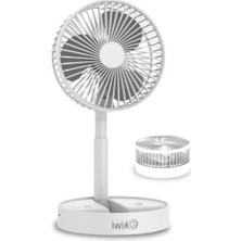 Cekar Store KFAN-7608 Şarjlı Beyaz Katlanılabilir Mini Fan Masa Üstü Vantilatörü USB Soğutucu Sessiz El Fanı