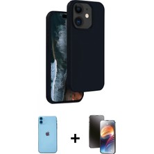 Marsilyan™- iPhone 11 Kılıf Kıvılcım Çizgi Serisi - Siyah 3D Antistatik Mat Seramik Nano Ekran Koruyucu + Mavi Neon Fosforlu Kamera Lens