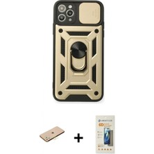 Marsilyan™- iPhone 11 Pro Kılıf Ahenk Klasik - Siyah 6d Mat Seramik Hayalet Nano Ekran Koruyucu + Pembe Renkli Kamera Lens Koruma Cam