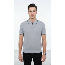 Plus Scorpion Erkek Pike Dokulu Triko Polo Yaka Tişört Slim Fit Şerit Detaylı Yazlık Model