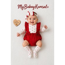 Çayzen Kız Bebek Kalpli Romper ( Bandana Çorap ) Aksesuarlı 2068