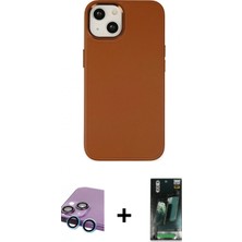 Marsilyan™- iPhone 14 Plus Kılıf Çekirdek Çizgi - Siyah 360 Mat Full Body Arka Koruyucu + Mavi Raze Metal Kamera Lens