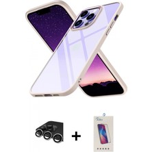 Marsilyan™- iPhone 14 Pro Max Kılıf Nova Işık Serisi - Siyah Joko 5d Cam + Gümüş Raze Metal Kamera Lens