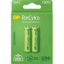 Pileli Store Gp Recyko 1300MAH Aa Şarj Edilebilir Kalem Pil 2'li Paket