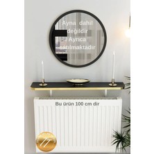 Feyza Design Siyah Gold Petek Üstü Tak Çıkar , Uçan Raf & Dresuar Duvar Montajsız Oval Kesim 100 cm