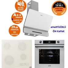Afm Tech ve Ferre Marka Sessiz Rıve Elek.vitro Beyaz Dijital Ankastre Set (D081-SA + V6-05 +FM7701)
