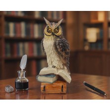 Elifeshop Feng Shui Kitap Üzerinde Bilge Baykuş Biblo 23 cm Dekoratif Şans Getiren Lüks Ev Ofis Hediyesi Obje