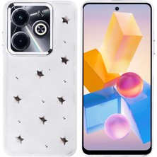 Anka Cep Cep Telefonu Aksesuarları Infinix Hot 40I (X6528B) Kılıf Airbag Tasarımlı Simli Desenli Şeffaf Kutup Kapak