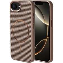 Anka Cep Cep Telefonu Aksesuarları Apple iPhone 16E Kılıf Magsafe Şarj Özellikli Karbon Fiber Görünümlü Troy Kapak