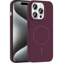 Anka Cep Cep Telefonu Aksesuarları Apple iPhone 15 Pro Max Kılıf Magsafe Şarj Özellikli Ruby Silikon Kapak