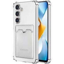 Anka Cep Cep Telefonu Aksesuarları Samsung Galaxy S24 Plus Kılıf Kartlıklı Şeffaf Silikon Kapak + Ekran Koruma + Kablo Koruyucu