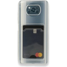 Anka Cep Cep Telefonu Aksesuarları Xiaomi Poco X3 Kılıf Kartlıklı Şeffaf Silikon Kapak + Ekran Koruma + Kablo Koruyucu