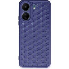 Anka Cep Cep Telefonu Aksesuarları Xiaomi Redmi 13C Kılıf Petek Desenli Silikon Kapak + Ekran Koruma + Kablo Koruyucu