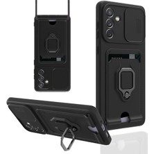 Anka Cep Cep Telefonu Aksesuarları Samsung Galaxy A04S Kılıf Zuma Kartvizitli Yüzüklü Boyun Askılı Silikon Kapak + Ekran Koruma