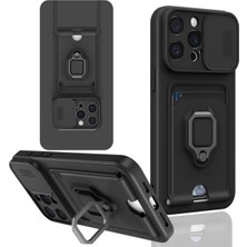 Anka Cep Cep Telefonu Aksesuarları Apple iPhone 15 Pro Kılıf Zuma Kartvizitli Yüzüklü Boyun Askılı Silikon Kapak + Ekran Koruma