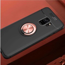 Anka Cep Cep Telefonu Aksesuarları Samsung Galaxy S9 Kılıf Ravel Yüzüklü Standlı Silikon Kapak+ Ekran Koruma + Kablo Koruma
