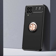Anka Cep Cep Telefonu Aksesuarları Samsung Galaxy M12 Kılıf Ravel Yüzüklü Standlı Silikon Kapak + Ekran Koruma