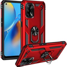Anka Cep Cep Telefonu Aksesuarları Oppo A74 4g Kılıf Vega Yüzüklü Standlı Tank Zırh Kapak + Ekran Koruma