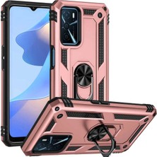 Anka Cep Cep Telefonu Aksesuarları Oppo A16 Kılıf Vega Yüzüklü Standlı Tank Zırh Kapak + Ekran Koruma