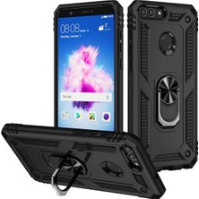 Anka Cep Cep Telefonu Aksesuarları Huawei P Smart Kılıf Vega Yüzüklü Standlı Tank Zırh Kapak + Ekran Koruma