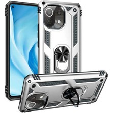 Anka Cep Cep Telefonu Aksesuarları Xiaomi Mi 11 Lite Kılıf Vega Yüzüklü Standlı Tank Zırh Kapak + Ekran Koruma