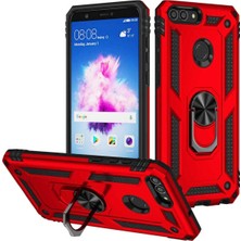 Anka Cep Cep Telefonu Aksesuarları Huawei P Smart Kılıf Vega Yüzüklü Standlı Tank Zırh Kapak + Ekran Koruma