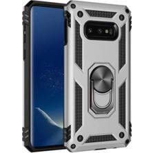Anka Cep Cep Telefonu Aksesuarları Samsung Galaxy S10E Kılıf Vega Yüzüklü Standlı Tank Zırh Kapak + Ekran Koruma