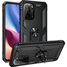 Anka Cep Cep Telefonu Aksesuarları Xiaomi Poco F3 Kılıf Vega Yüzüklü Standlı Tank Zırh Kapak + Ekran Koruma