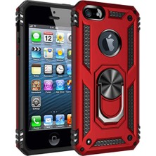 Anka Cep Cep Telefonu Aksesuarları Apple iPhone 5 / 5s Kılıf Vega Yüzüklü Standlı Zırh Tank Kapak + Ekran Koruma