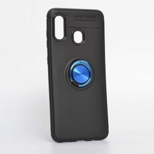 Anka Cep Cep Telefonu Aksesuarları Samsung Galaxy A20 Kılıf Ravel Yüzüklü Standlı Silikon Kapak + Kablo Koruma + Ekran Koruma