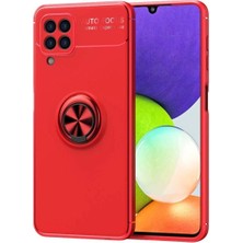 Anka Cep Cep Telefonu Aksesuarları Samsung Galaxy A22 4g Kılıf Ravel Yüzüklü Standlı Silikon Kapak+ Ekran Koruma + Kablo Koruma