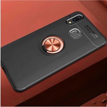 Anka Cep Cep Telefonu Aksesuarları Samsung Galaxy A10S Kılıf Ravel Yüzüklü Standlı Silikon Kapak+ Ekran Koruma + Kablo Koruma