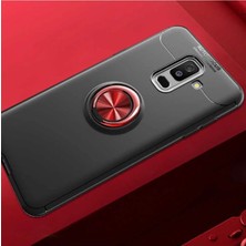 Anka Cep Cep Telefonu Aksesuarları Samsung Galaxy A6 Plus 2018 Kılıf Ravel Yüzüklü Standlı Silikon Kapak+ Ekran Koruma + Kablo Koruma