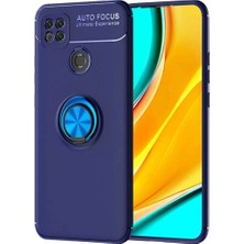 Anka Cep Cep Telefonu Aksesuarları Xiaomi Redmi 9c Kılıf Ravel Yüzüklü Standlı Silikon Kapak+ Ekran Koruma + Kablo Koruma
