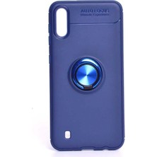 Anka Cep Cep Telefonu Aksesuarları Samsung Galaxy M10 Kılıf Ravel Yüzüklü Standlı Silikon Kapak+ Ekran Koruma + Kablo Koruma