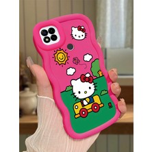 HONTINGA Redmi 10A Uyumlu Kılıfı Düşüme Önleyici Basitlik Anti Düşme Darbeye Dayanıklı Basit Kırmızı Yumuşak Silikon Telefon Kılıfı Hello Kitty Desen K9-0090