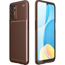 Anka Cep Cep Telefonu Aksesuarları Oppo A16 Kılıf Karbon Görünümlü Silikon + Ekran Koruma + Kablo Koruma