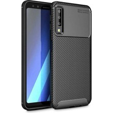 Anka Cep Cep Telefonu Aksesuarları Samsung Galaxy A7 2018 Kılıf Karbon Görünümlü Silikon + Ekran Koruma + Kablo Koruma