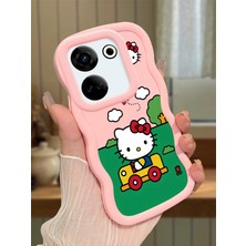 HONTINGA Tecno Camon 20 Pro 4g Uyumlu Kılıfı Düşüme Önleyici Basitlik Anti Düşme Darbeye Dayanıklı Basit Pembe Yumuşak Silikon Telefon Kılıfı Hello Kitty Desen K9-0090