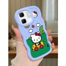 HONTINGA Infinix Hot 50I Uyumlu Kılıfı Düşüme Önleyici Basitlik Anti Düşme Darbeye Dayanıklı Basit Mavi Yumuşak Silikon Telefon Kılıfı Hello Kitty Desen K9-0090