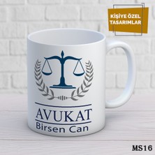 Birsence Kişiye Özel Meslek Temalı Kupa | Isimli & Fotoğraflı Premium Hediye Bardak Avukat