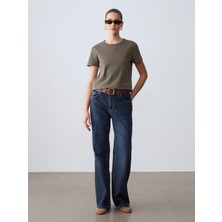 Dilvin 32779 Bisiklet Yaka T-Shirt-Haki