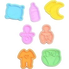 Hobist Baby Shower Bebek Bezi Biberon Emzik 7 Farklı Desenli Kurabiye Kalıbı ve Şeker Hamuru Kalıbı