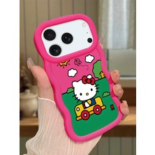 HONTINGA iPhone 17 Pro Uyumlu Kılıfı Düşüme Önleyici Basitlik Anti Düşme Darbeye Dayanıklı Basit Kırmızı Yumuşak Silikon Telefon Kılıfı Hello Kitty Desen K9-0090