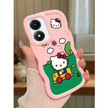 HONTINGA Vivo Y02S Uyumlu Kılıfı Düşüme Önleyici Basitlik Anti Düşme Darbeye Dayanıklı Basit Pembe Yumuşak Silikon Telefon Kılıfı Hello Kitty Desen K9-0090
