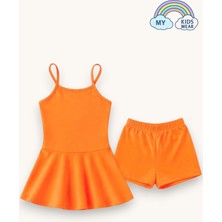 My Kids Wear Kız Çocuk Garson Mayo Elbiseli Şortlu 2’li Takım 12744